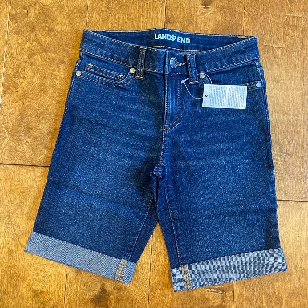 NWT Lands' End Dark Blue Denim Bermuda Shorts